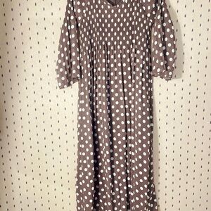 Robert Louis Taupe Dress with White Polka Dots